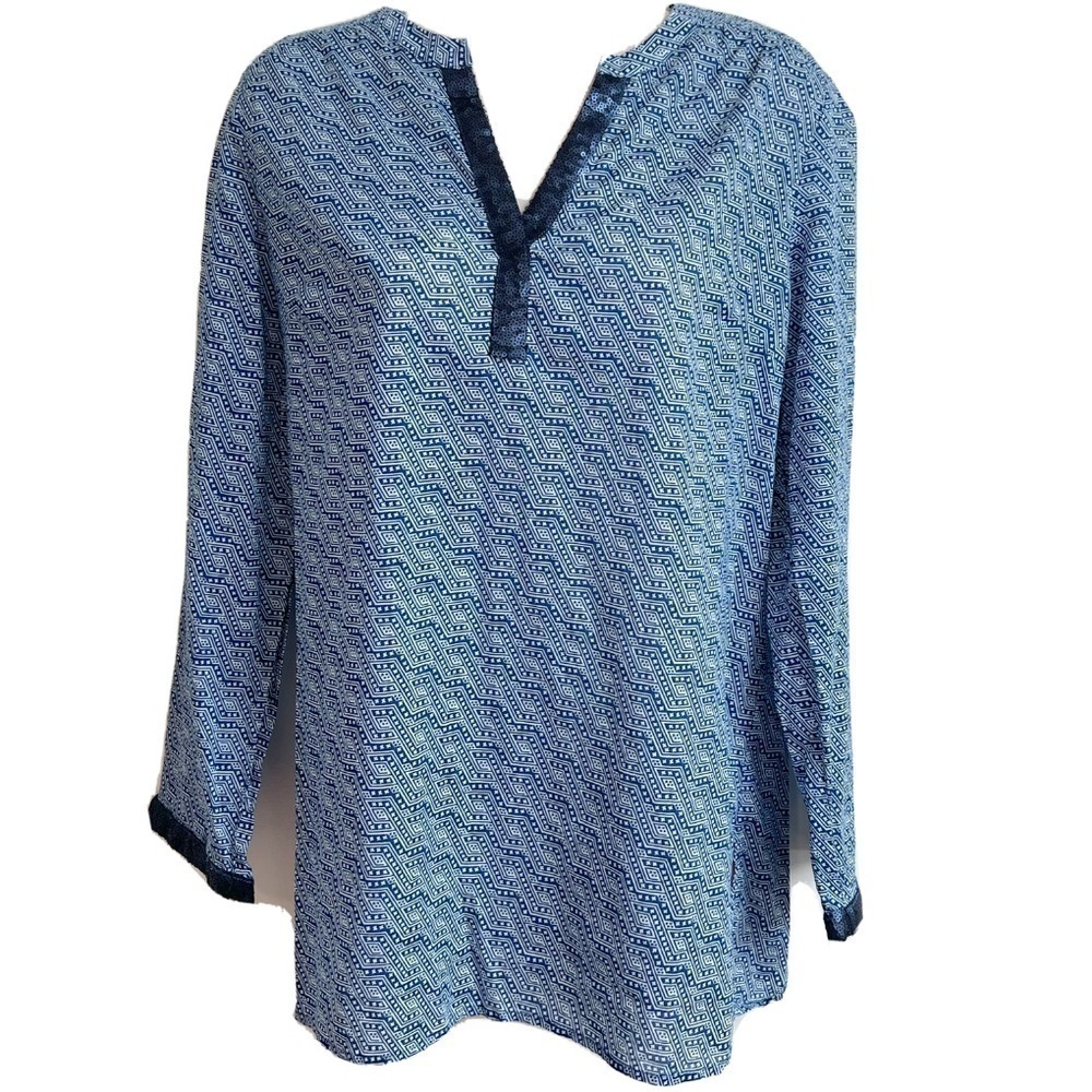 🆕 Anthropologie Dalia lightweight cotton sequin trim tunic top medium bl…